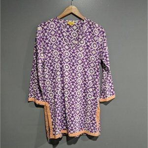 Roberta Roller Rabbit purple pink trim tunic blouse S